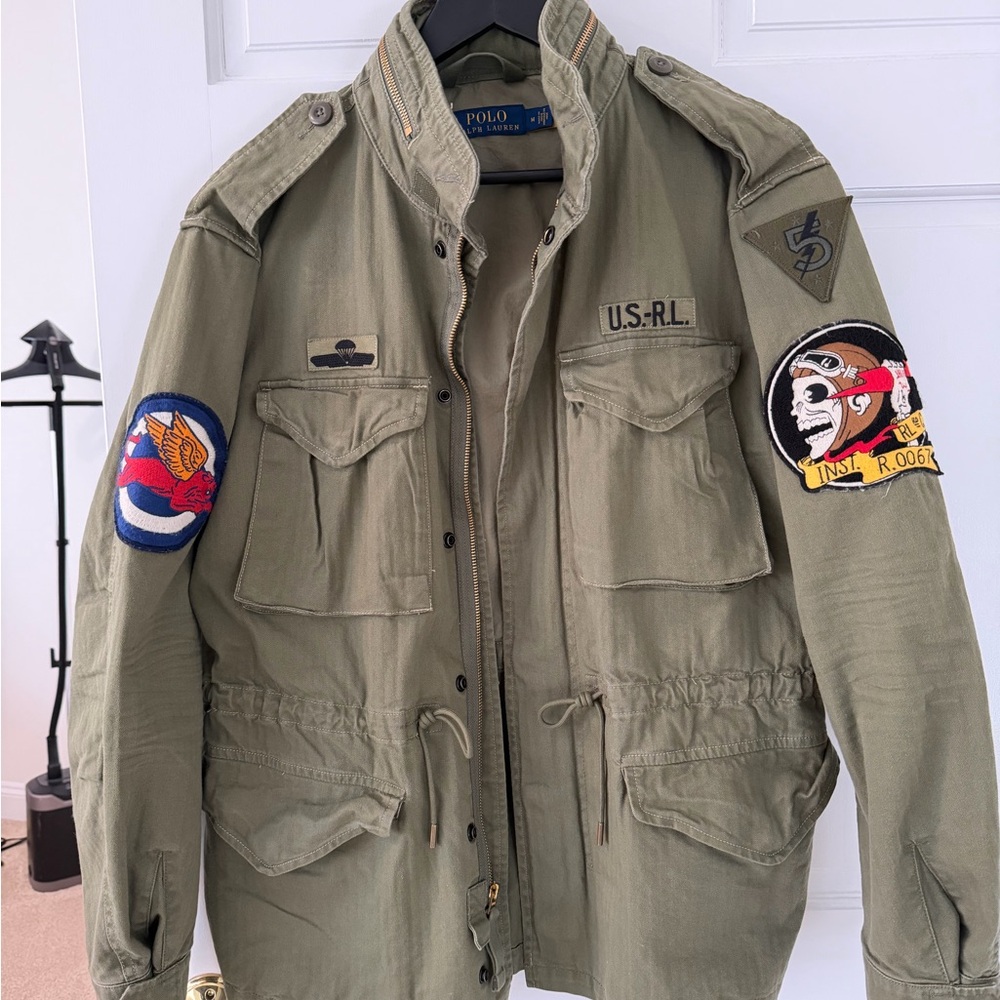 Ralph Lauren Men's Khaki Military Field Jacket - Medium - Like New Condition